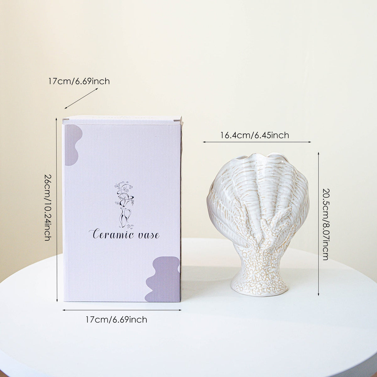 Gegraveerde Glazuur Keramische Schelp Tafelvaas Sculptuur