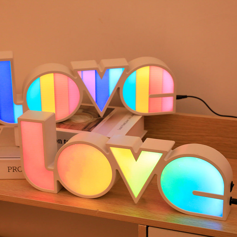 Moderne Art Deco waterdichte PS LOVE letters LED tafel lamp voor de slaapkamer