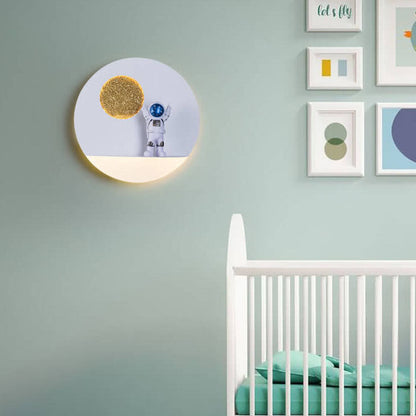 Contemporary creatieve ijzerhars ronde astronaut LED wandlamp voor slaapkamer