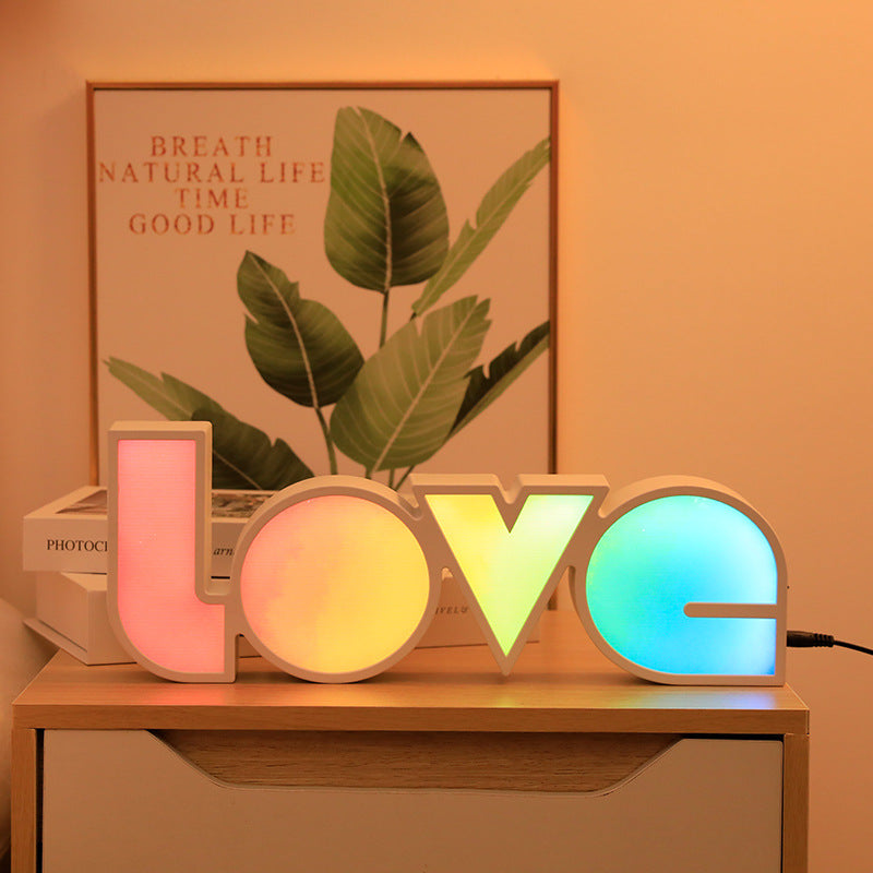 Moderne Art Deco waterdichte PS LOVE letters LED tafel lamp voor de slaapkamer