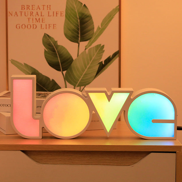Moderne Art Deco waterdichte PS LOVE letters LED tafel lamp voor de slaapkamer