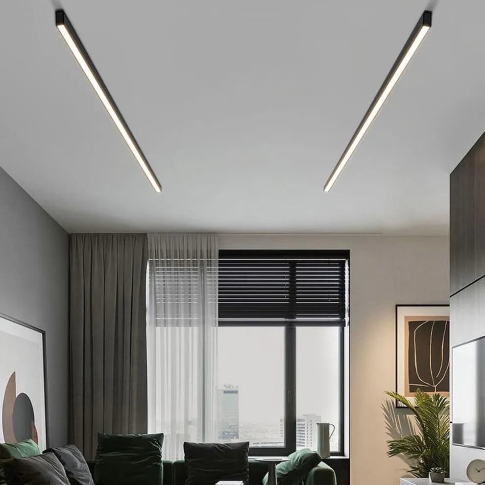Zwarte metalen plafonnière LED lineair minimalistisch modern design