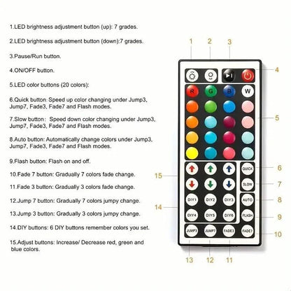 33Ft LED strip verlichting met IR 44-toetsen afstandsbediening