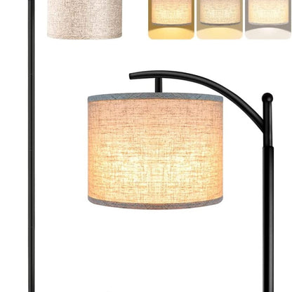 Vloerlamp met 3 kleurtemperaturen LED-lamp, hoge industriële vloerlamp voor lezen voor slaapkamer, kantoor, witte lampenkap inbegrepen