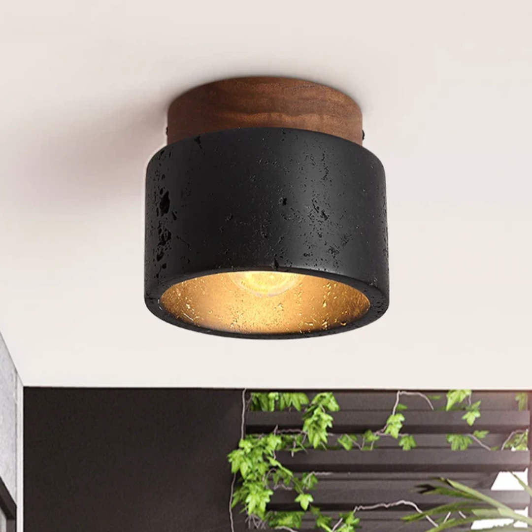 Plafondlamp met steeneffect