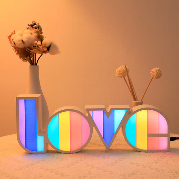 Moderne Art Deco waterdichte PS LOVE letters LED tafel lamp voor de slaapkamer