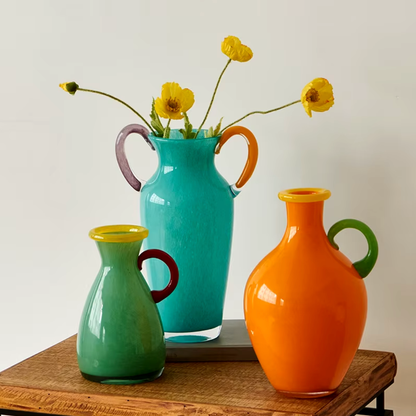 Vintage Geëtst Glas Binaurale Vaasje