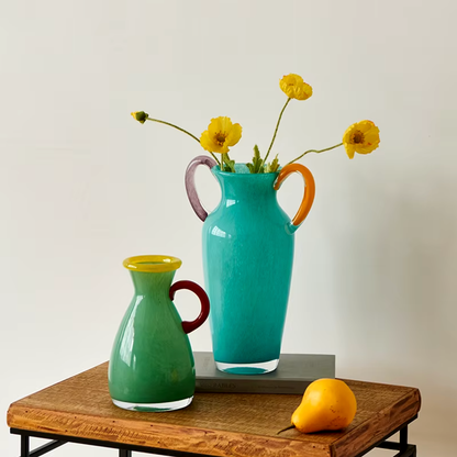 Vintage Geëtst Glas Binaurale Vaasje