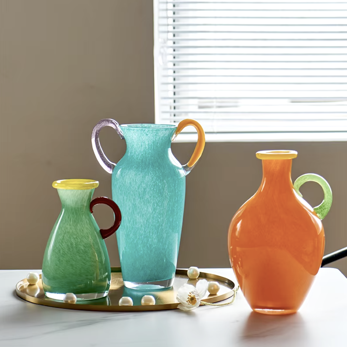 Vintage Geëtst Glas Binaurale Vaasje