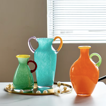 Vintage Geëtst Glas Binaurale Vaasje