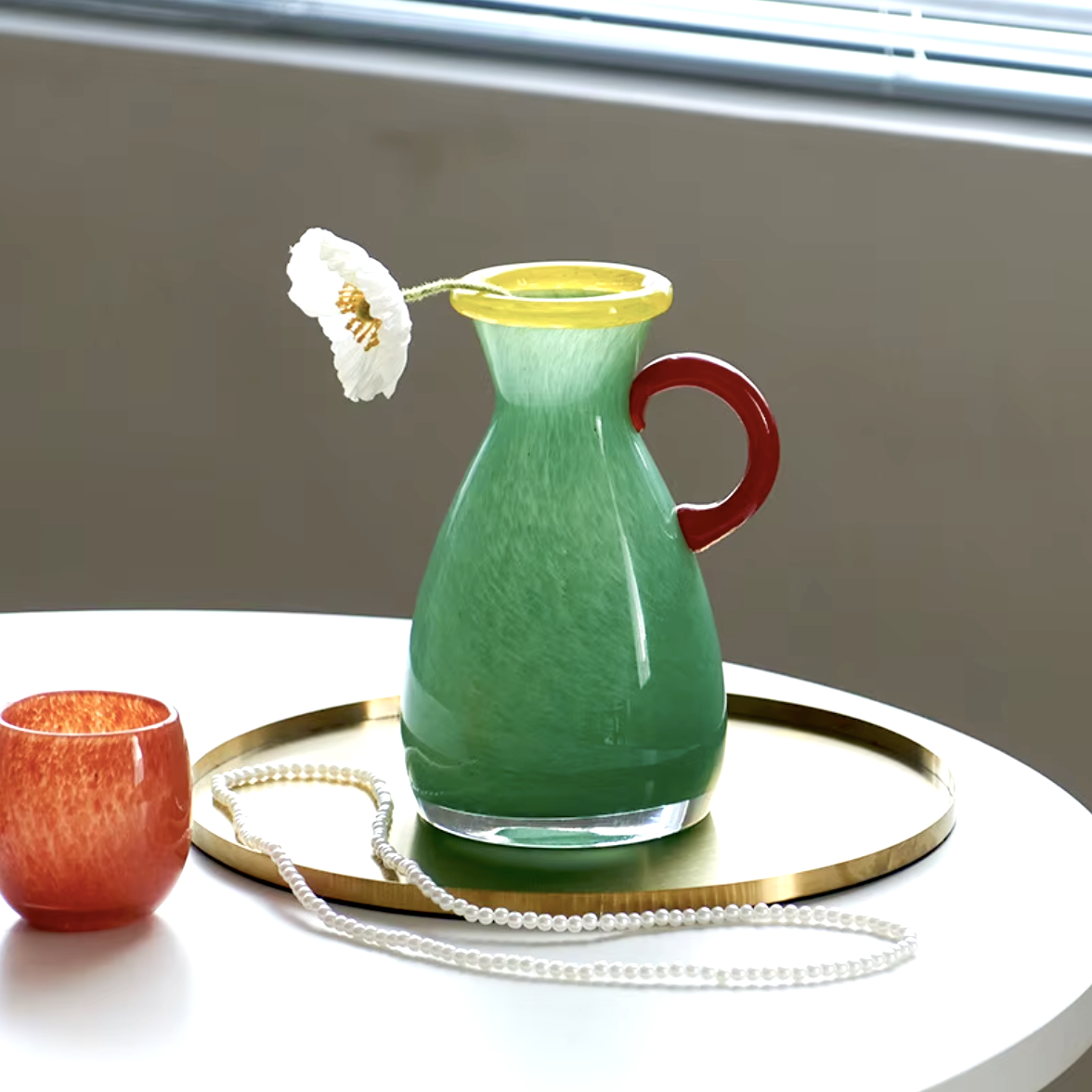 Vintage Geëtst Glas Binaurale Vaasje