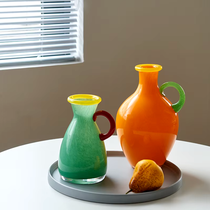 Vintage Geëtst Glas Binaurale Vaasje