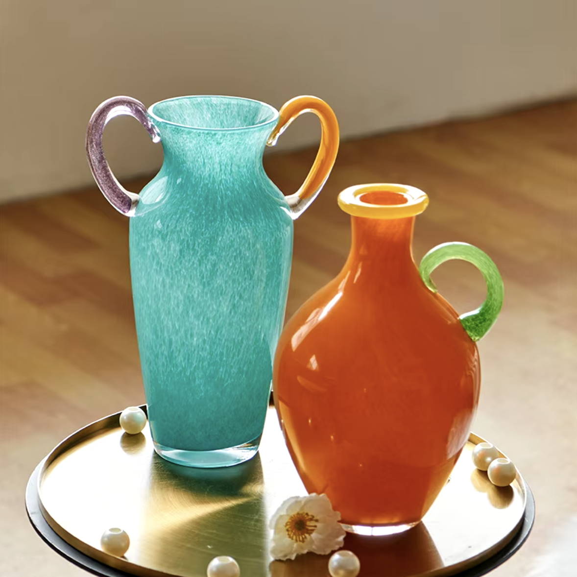 Vintage Geëtst Glas Binaurale Vaasje