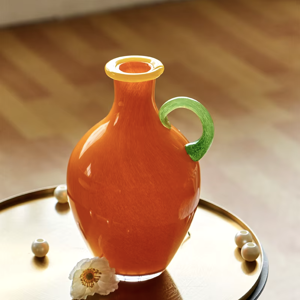 Vintage Geëtst Glas Binaurale Vaasje