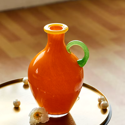 Vintage Geëtst Glas Binaurale Vaasje