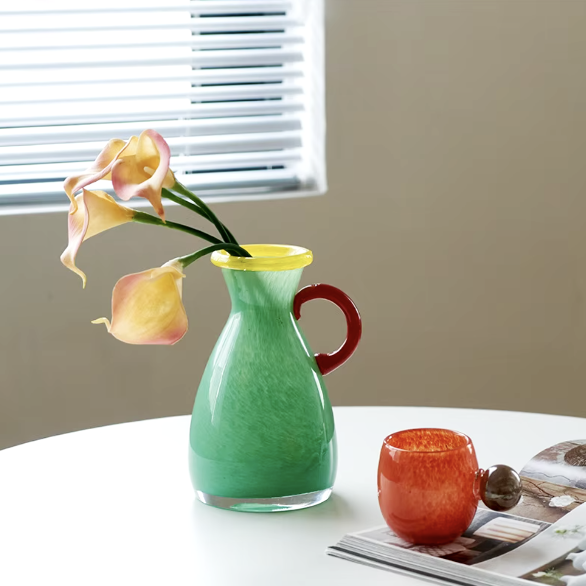 Vintage Geëtst Glas Binaurale Vaasje
