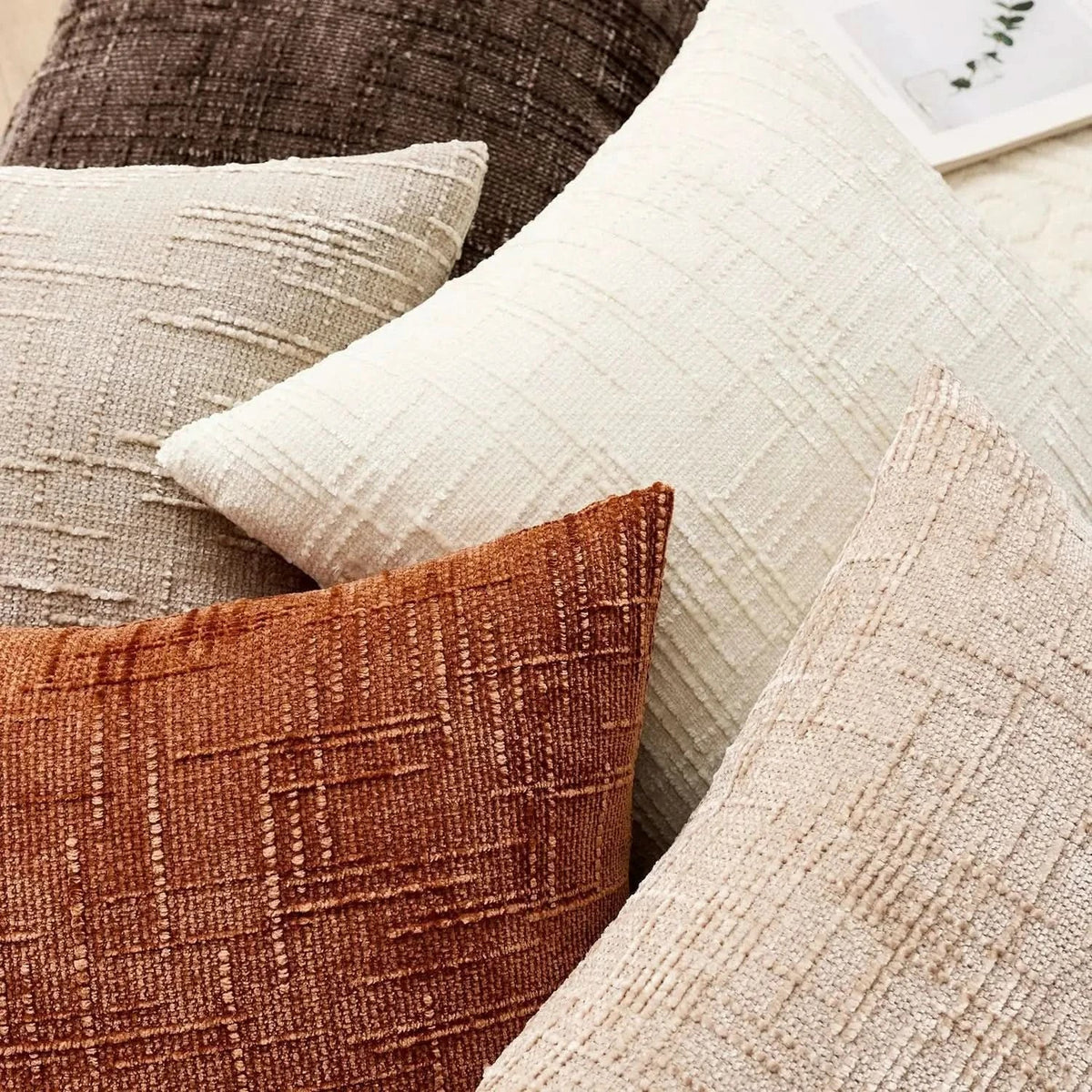 Chenille Kussenhoes Bamboe Textuur Effen Kleur