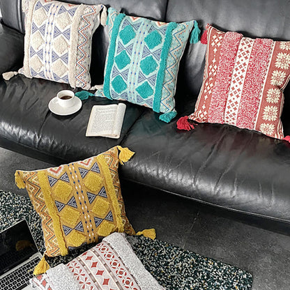 Marokkaans geïnspireerde decoratieve decoratiekussen met kwastje